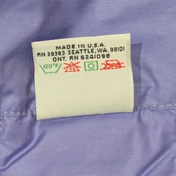 VTG Robbe Skiwear USA Ladies S Ski & Snow Jacket Purple Tie Waist Ruffle Trim - Picture 12 of 12